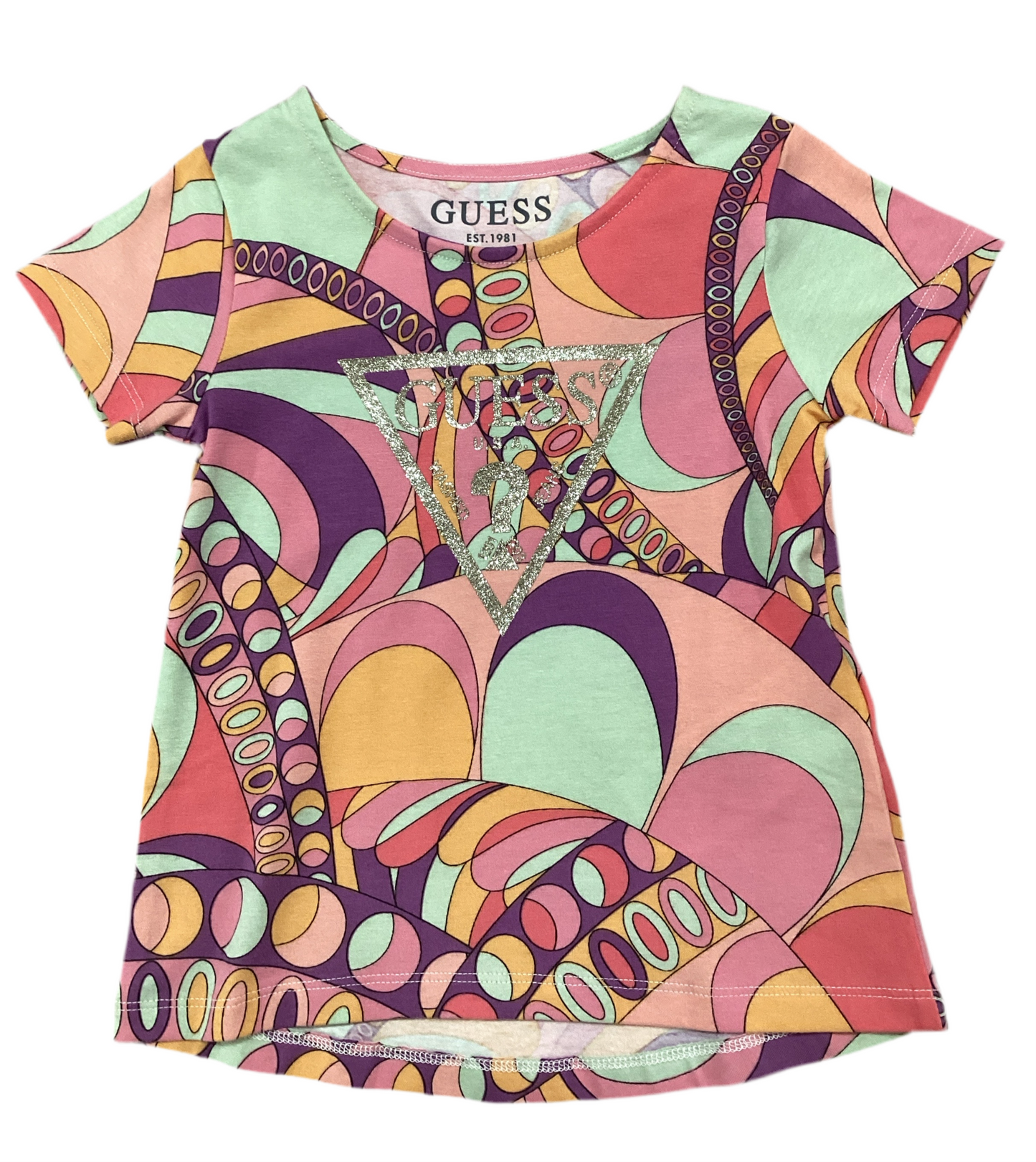 Guess Girls Cotton Logo T-Shirt Pink/Multi