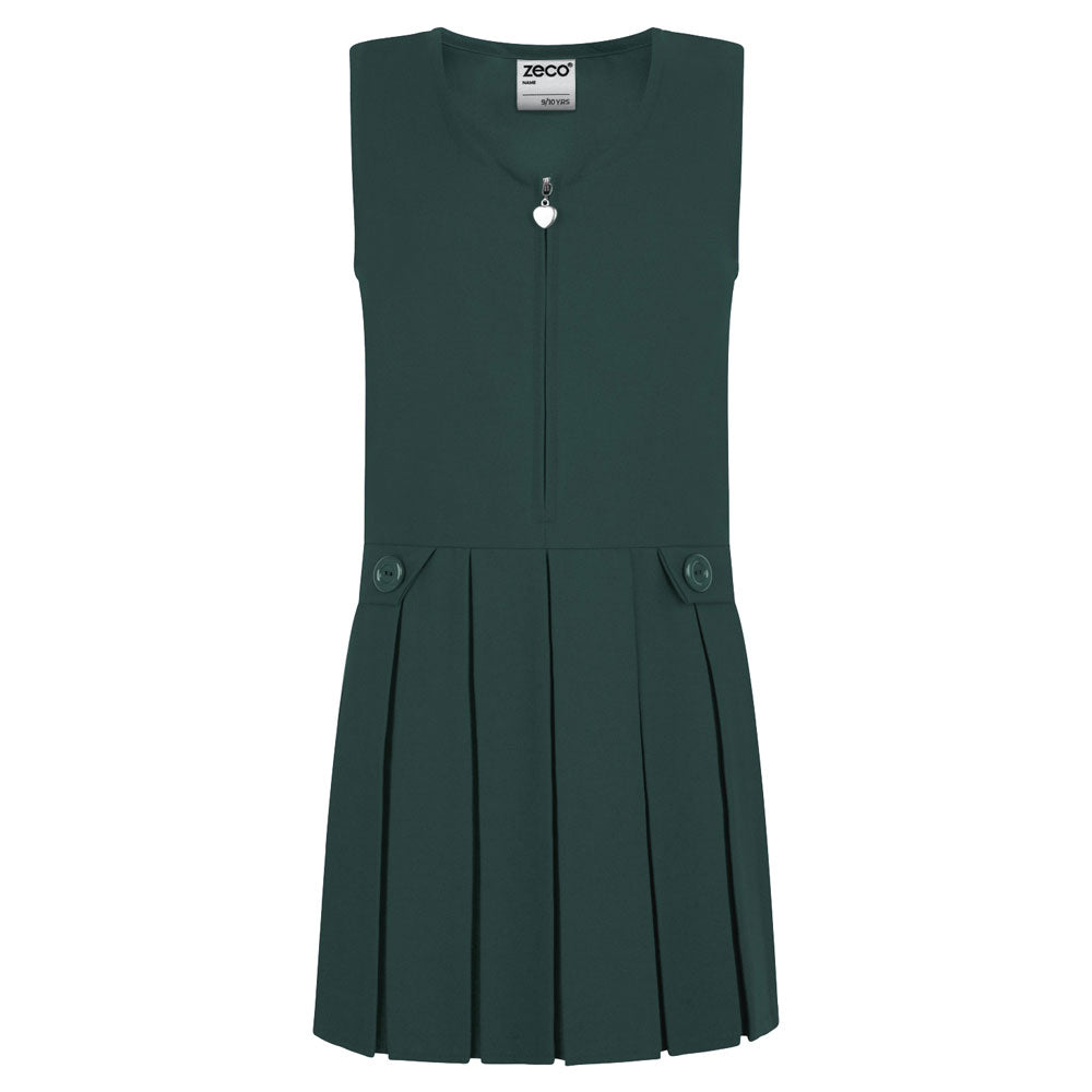 Zeco Bottle Green Zip Front Pinafore GP3030
