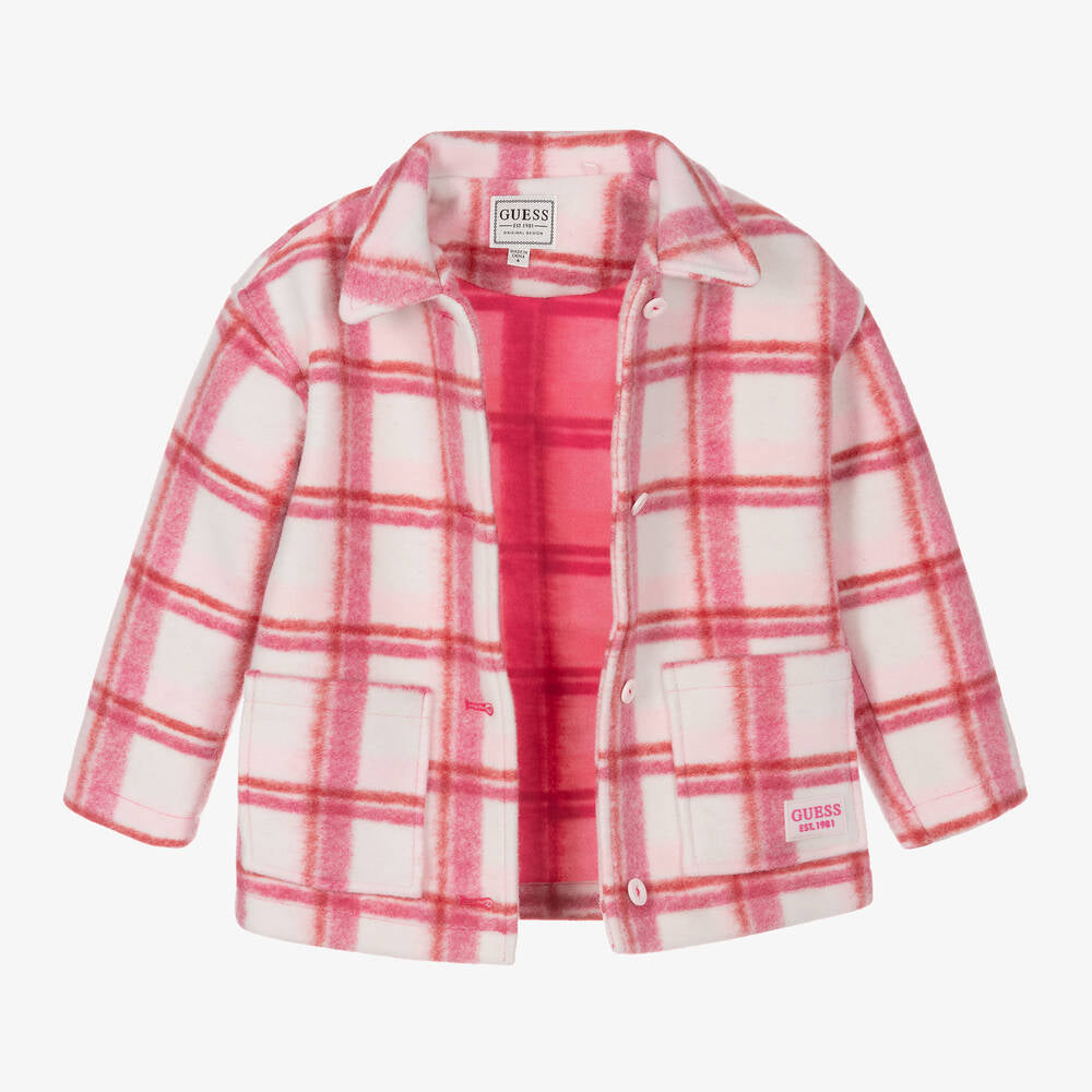 Guess Girls Pink Check Jacket