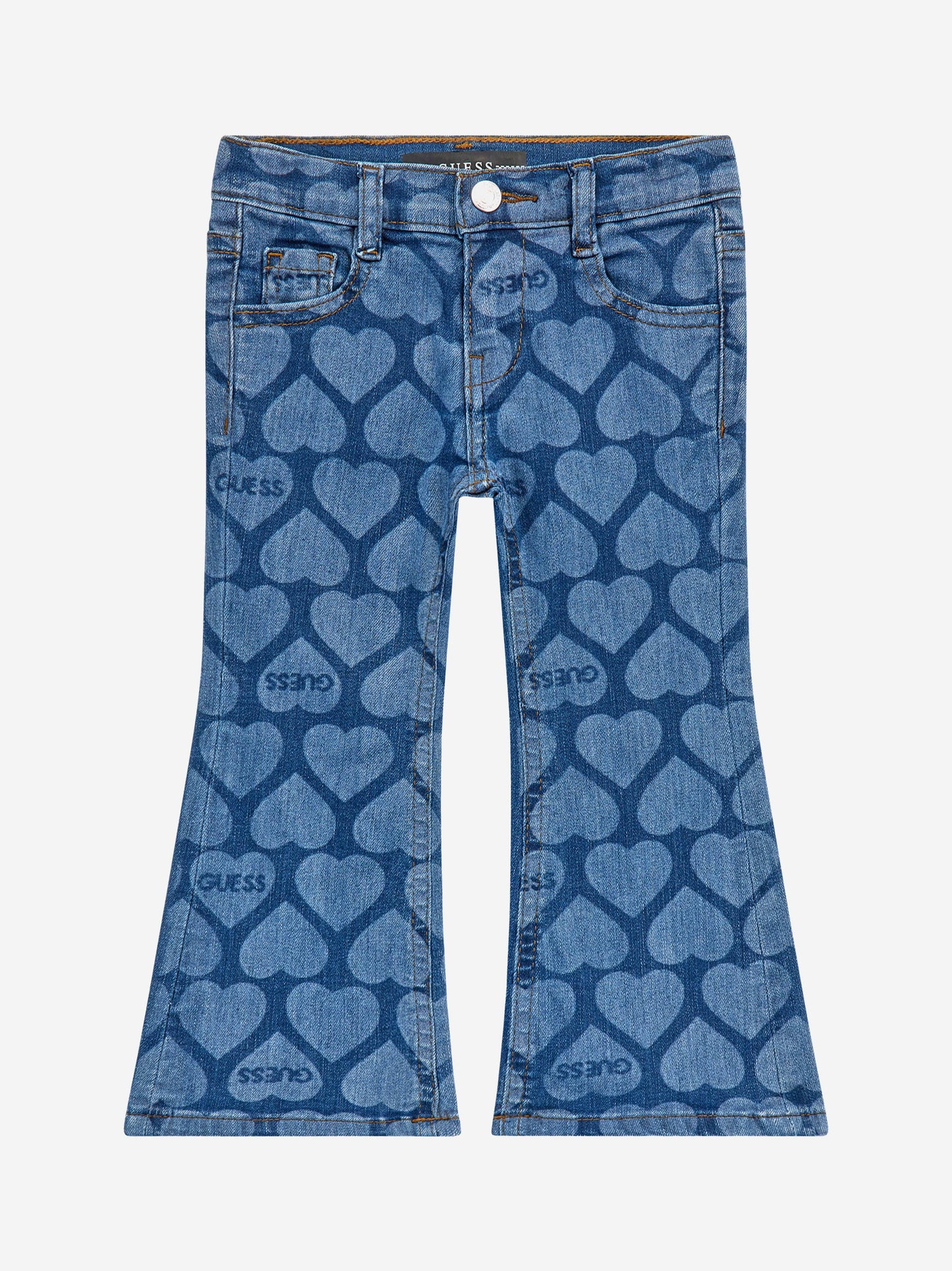 Guess Girls Heart Print Flare Jeans