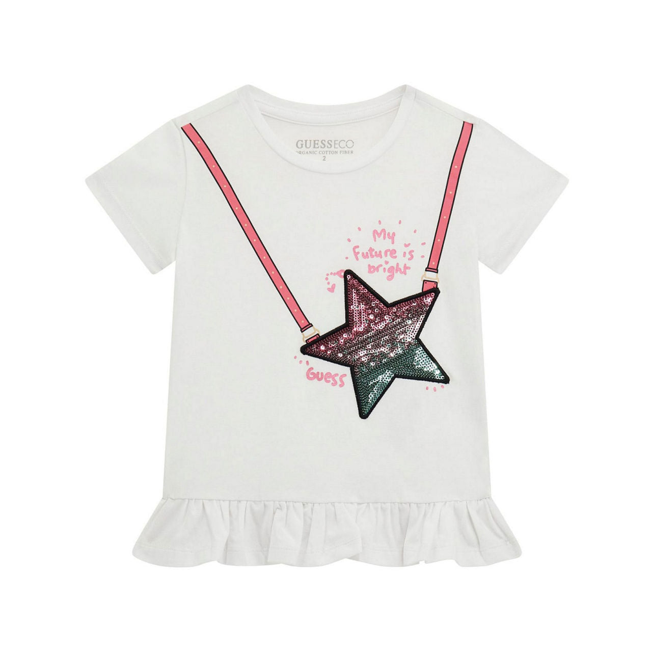 Guess Girls Star Handbag Frilled T-shirt