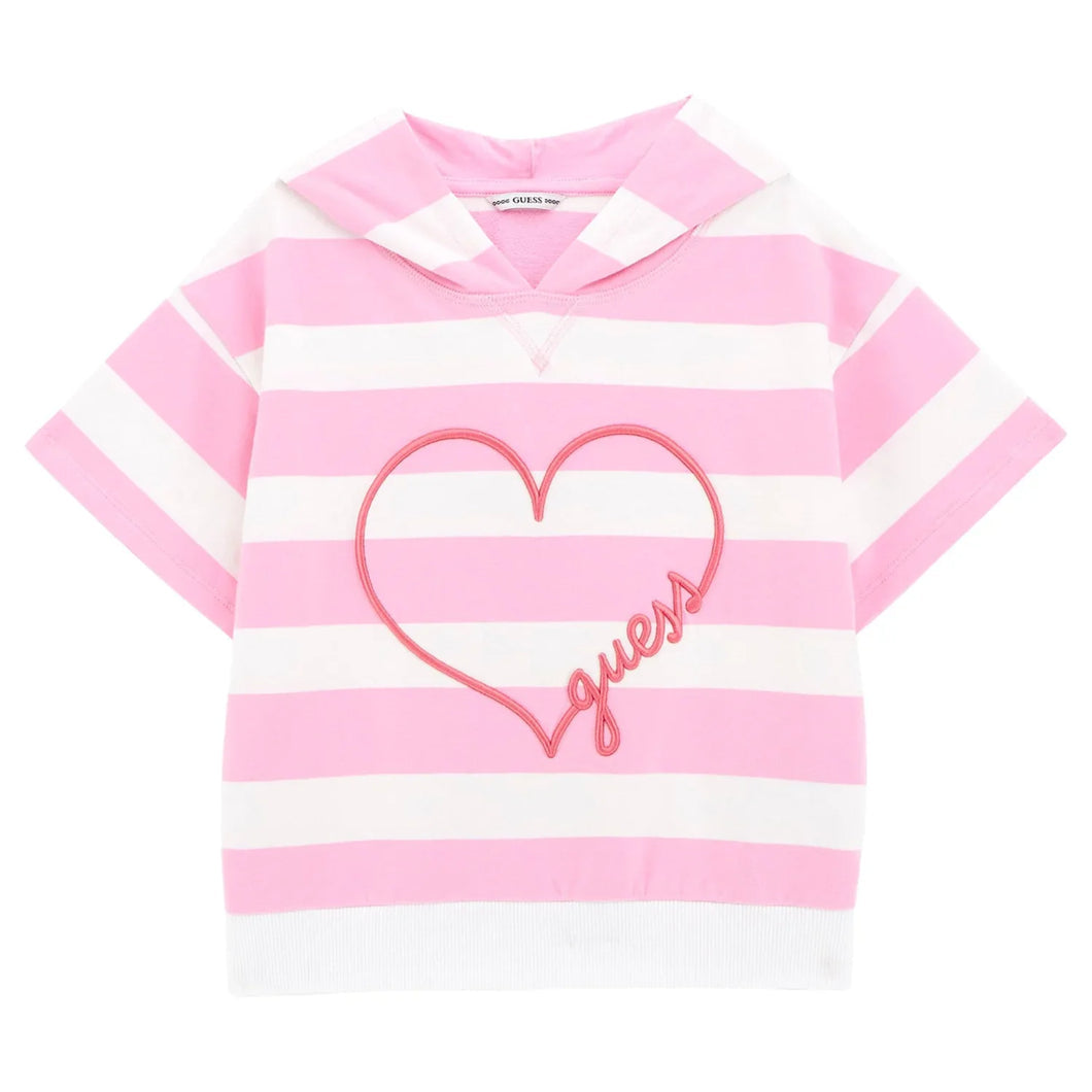Guess Girls Stripped Pink Hoodie - K5GQ03KBOR4