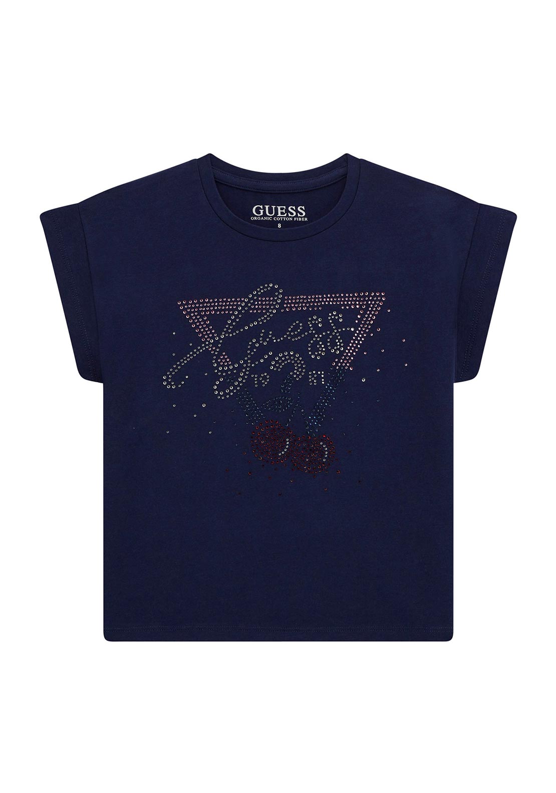 Guess Girls Mid Rhinestone Navy Short Sleeve T-shirt