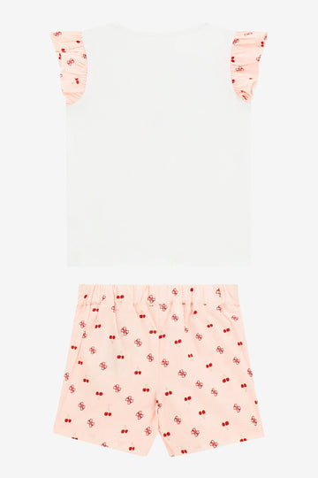 Guess Girls Pink & Red Cherry Print Top & Skort