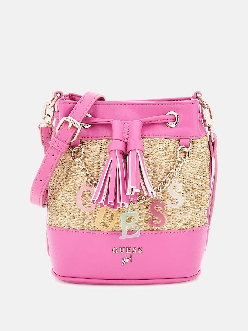 Guess Girls Stroh Bag In Fuchsia