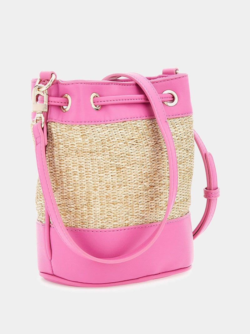 Guess Girls Stroh Bag In Fuchsia