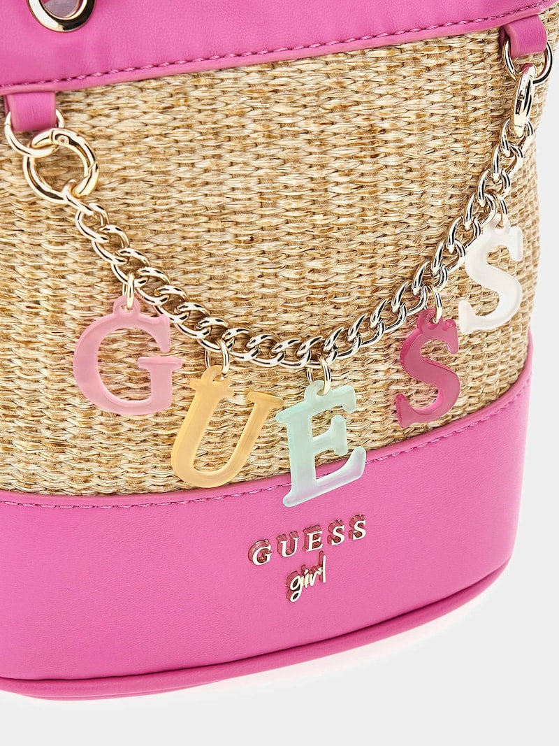 Guess Girls Stroh Bag In Fuchsia