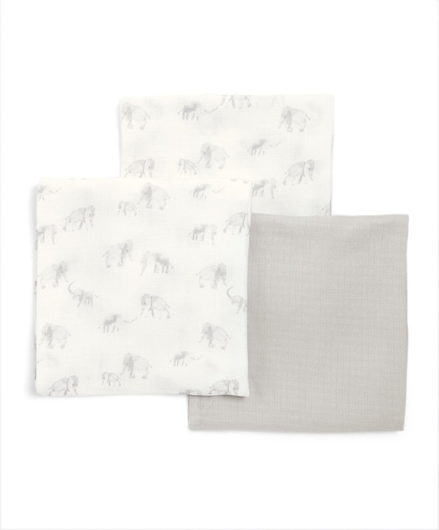Mamas & Papas Large Welcome to the World Elephants Muslin Cloths - 3 pack
