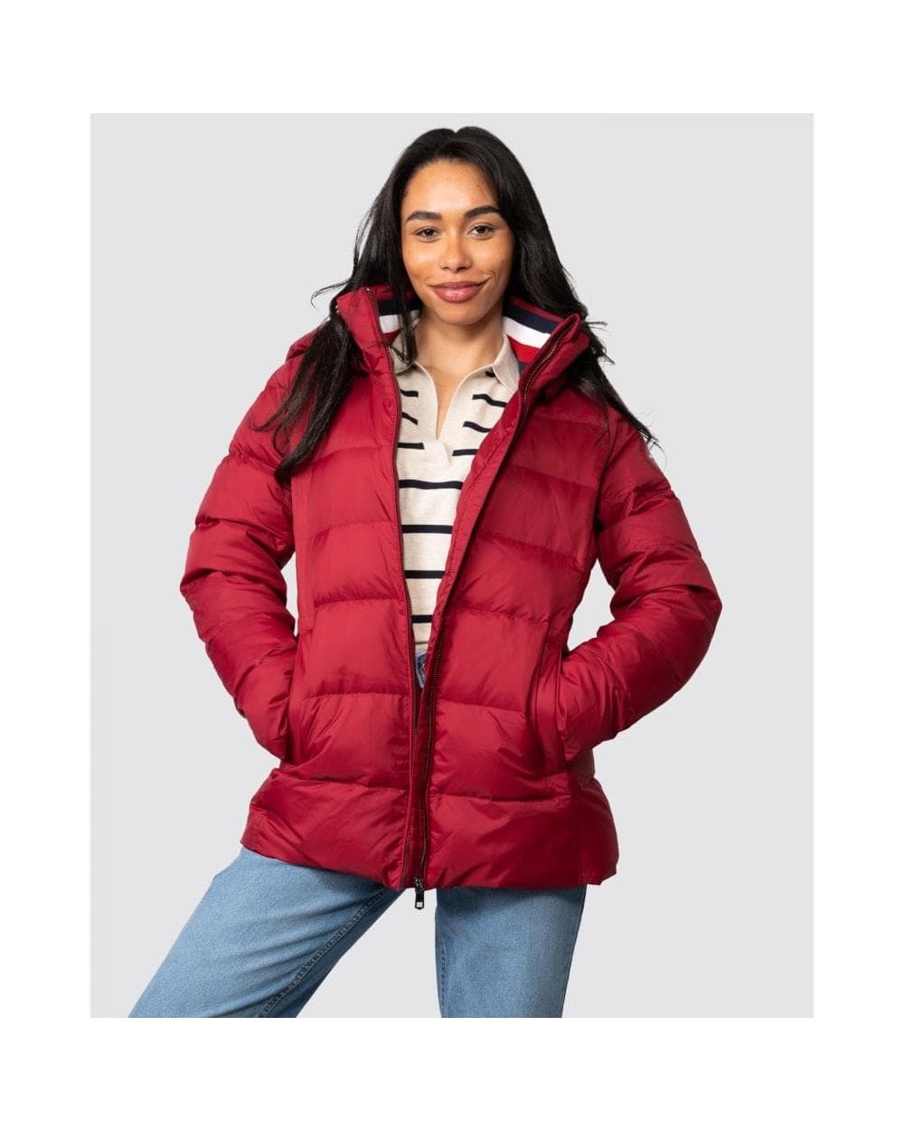 Tommy Hilfiger Womens Global Stripe Down Jacket