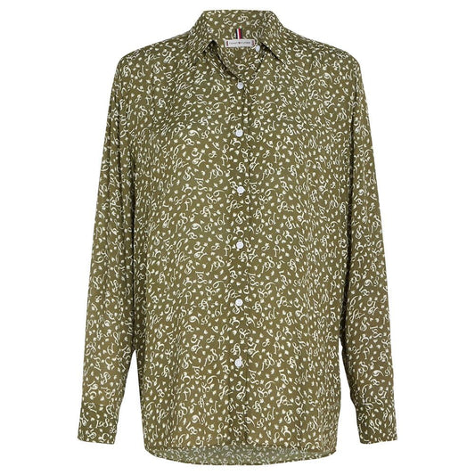 Tommy Hilfiger Womens Feather Print Crepe Shirt