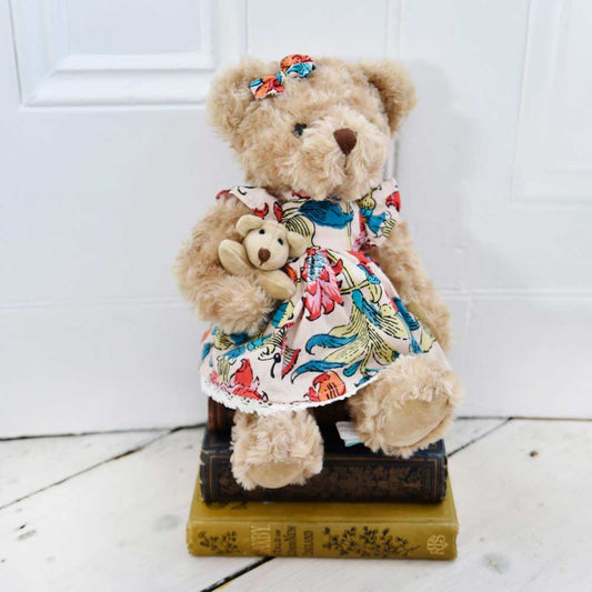 Powell Craft Teddy In Garden Print Dress With Baby