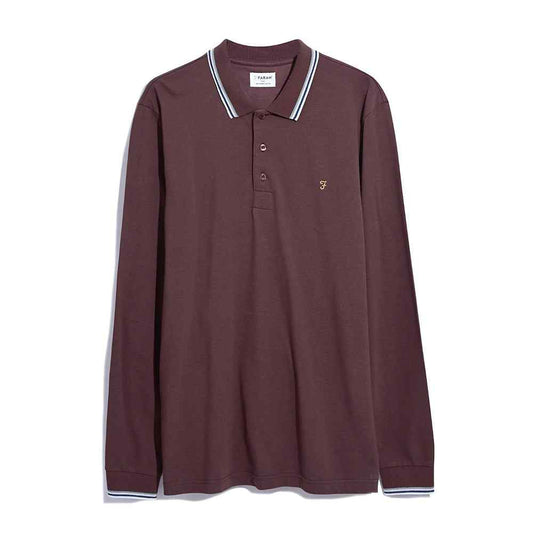 Farah Alvin Tipped Collar LS Polo Shirt