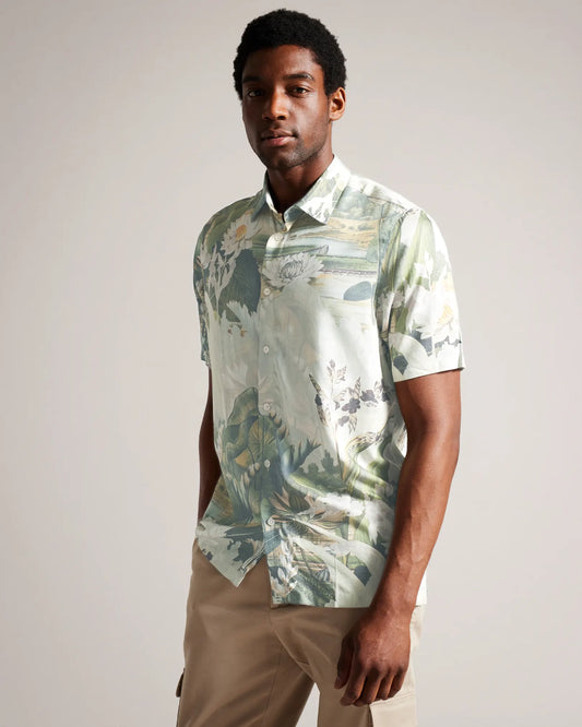 Ted Baker Oulart Short Sleeve Botanical Print Shirt