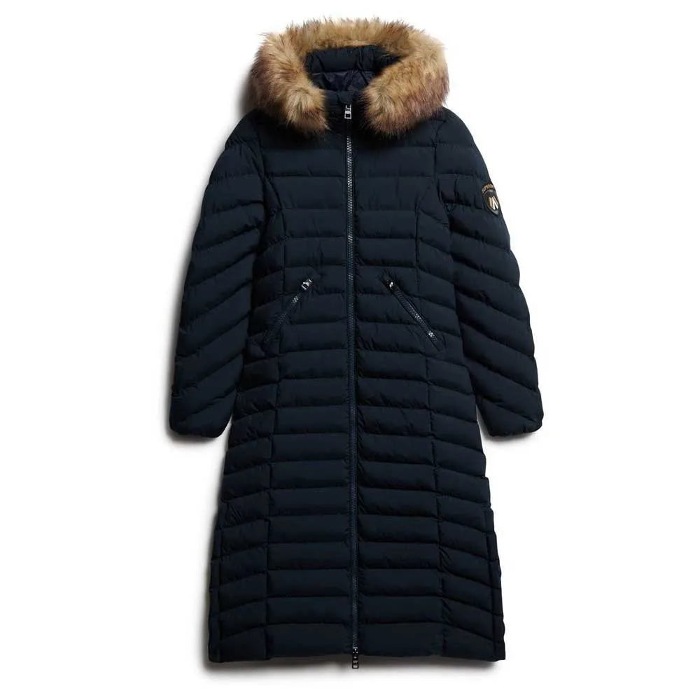 Superdry Fuji Faux Fur Hooded Longline Jacket