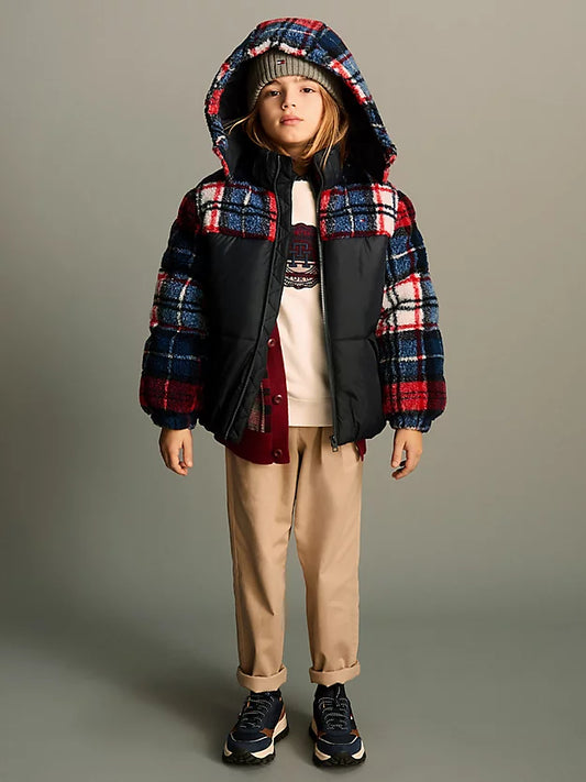 Tommy Hilfiger Boys Check Padded Sherpa Jacket