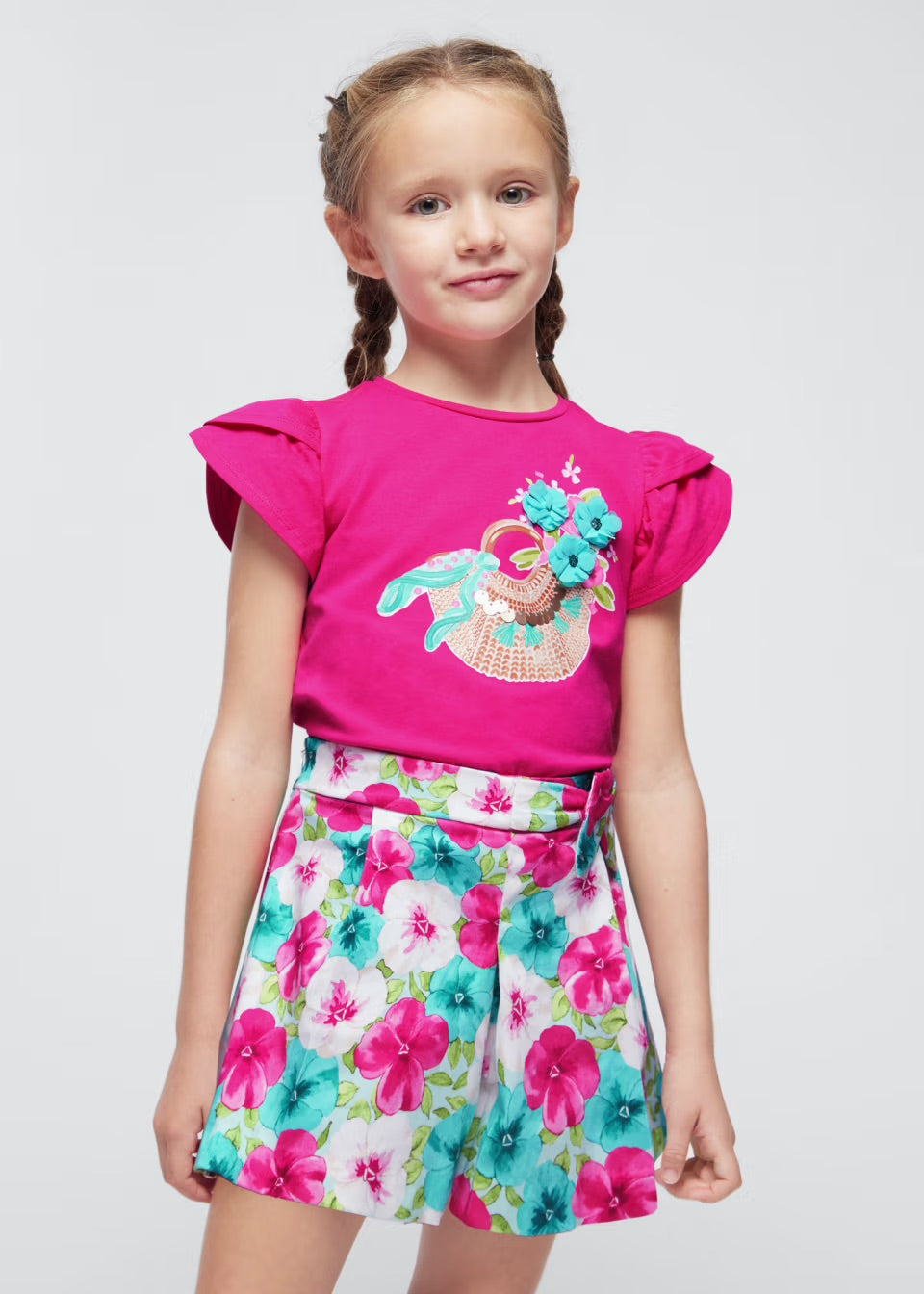 Mayoral Girls Print Satin Skort 3907