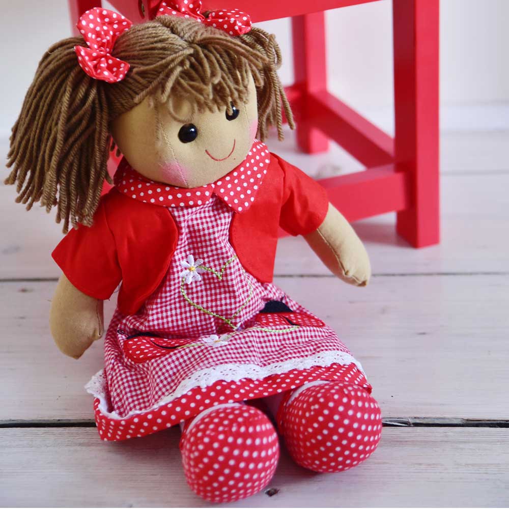 Powell Craft Rag Doll With Embroidered Ladybird Dress