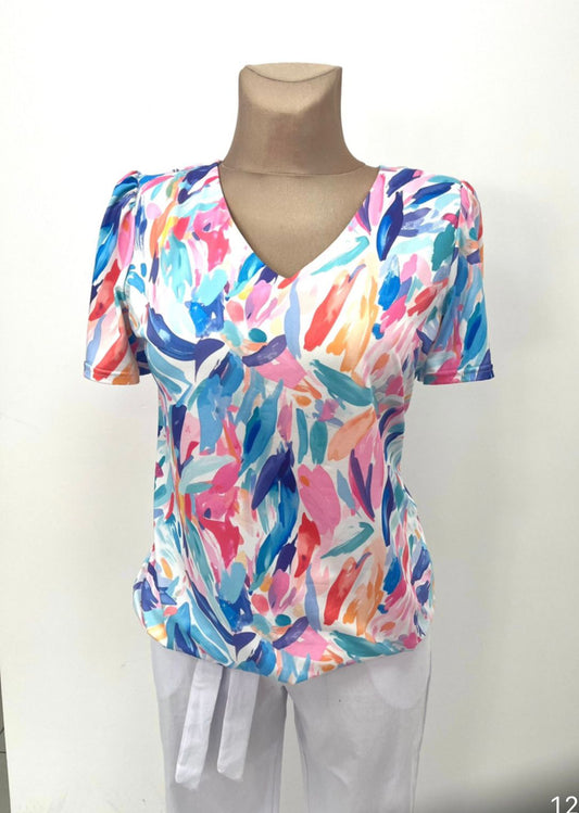 Yew V-Neck Print Top