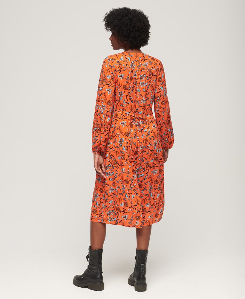 Superdry Printed V-Neck Midi Tea Dress