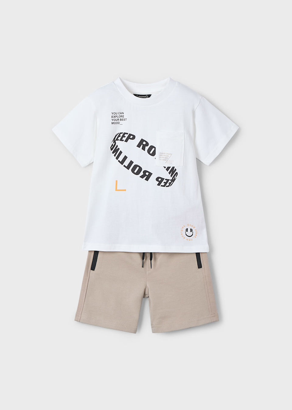 Mayoral Boys Text Print Shorts And T-Shirt Set