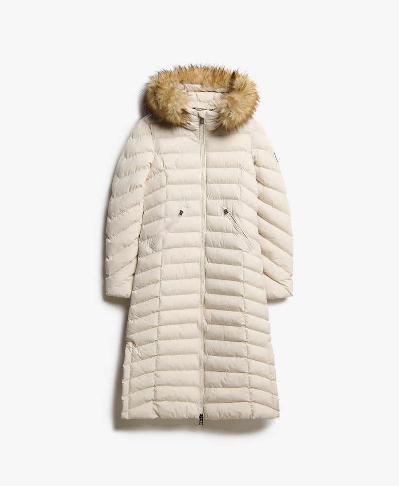 Superdry Fuji Faux Fur Hooded Longline Jacket