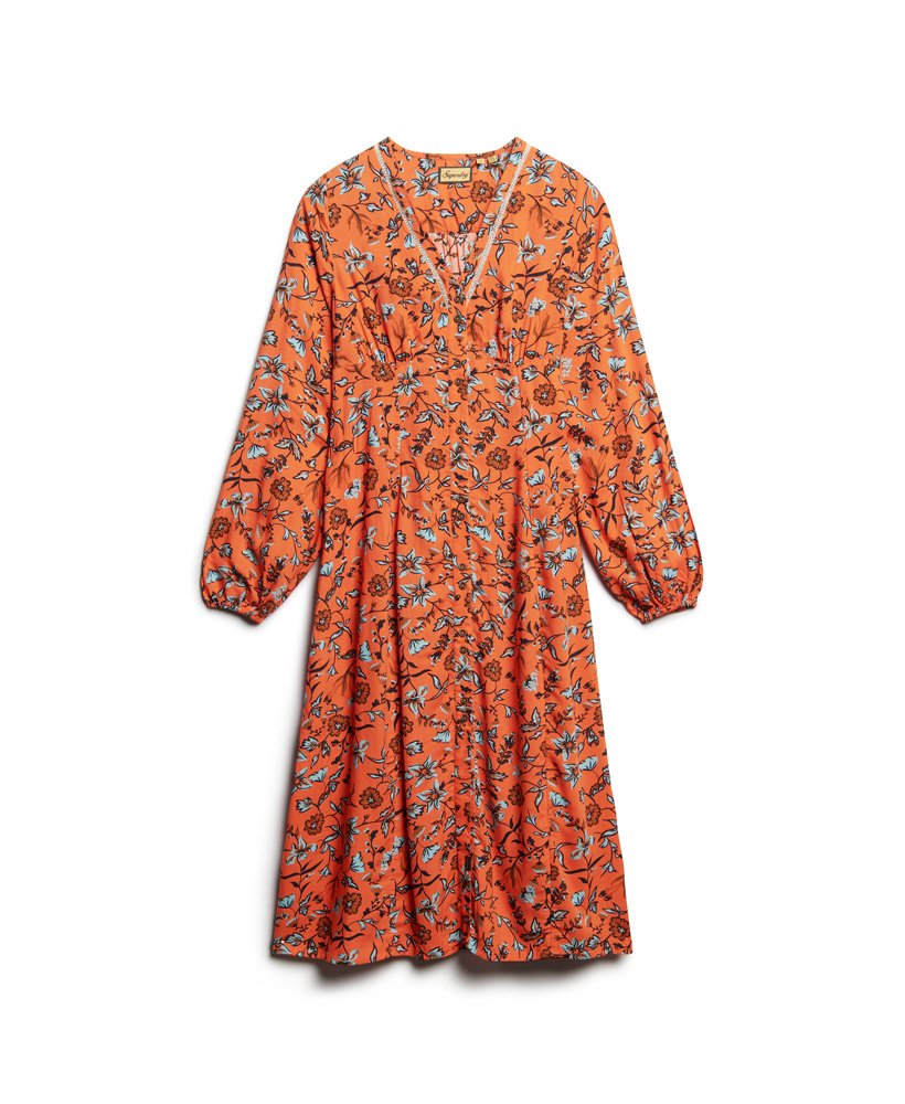 Superdry Printed V-Neck Midi Tea Dress