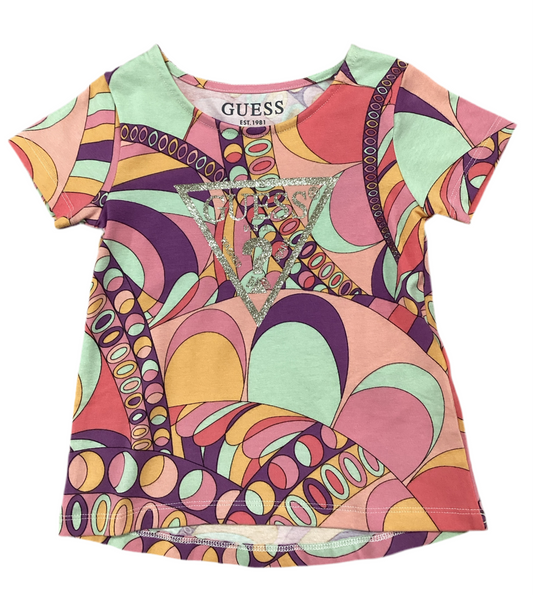 Guess Girls Cotton Logo T-Shirt Pink/Multi