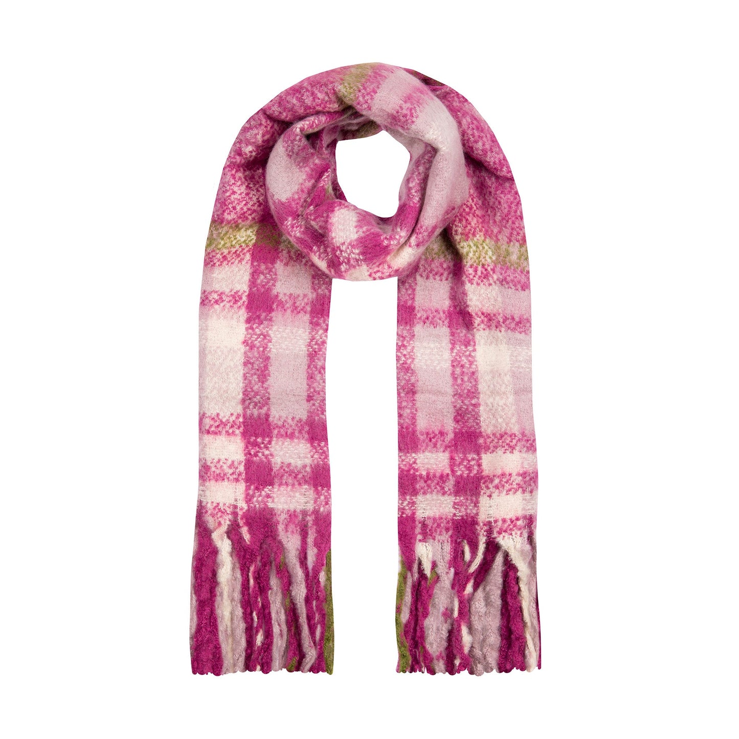 Women’s Plaid Check Scarf with Tassels