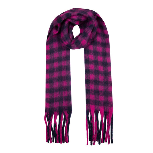 Women’s Buffalo Check Blanket Scarf with Tassels