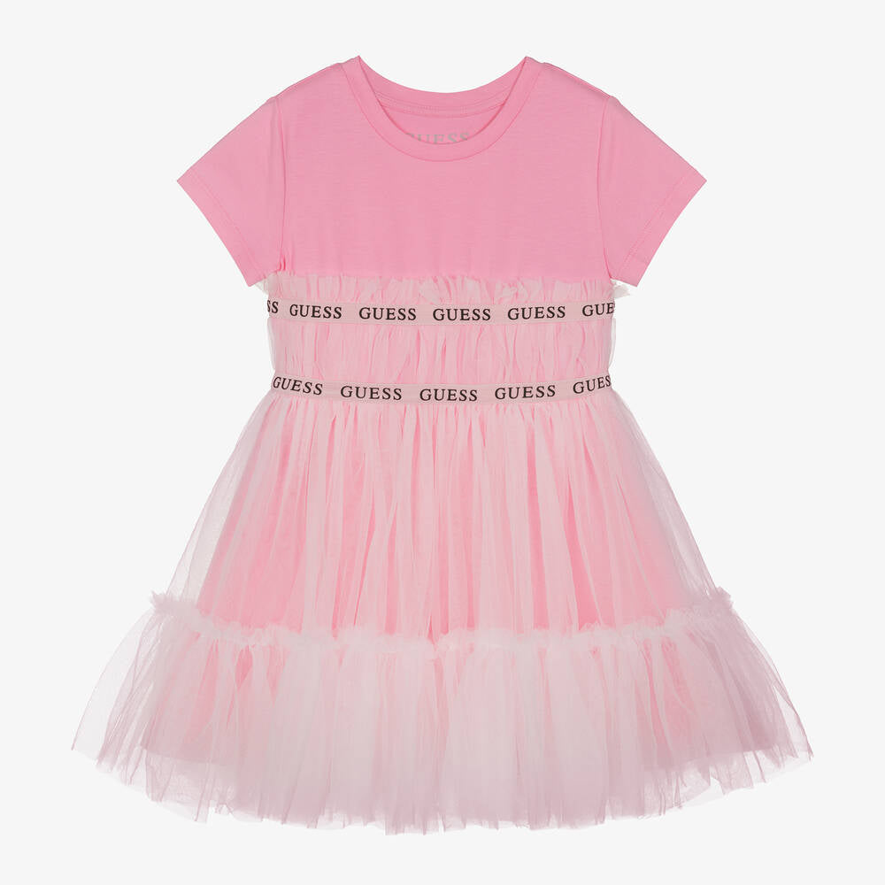 Guess Girls Cotton and Tulle Dress