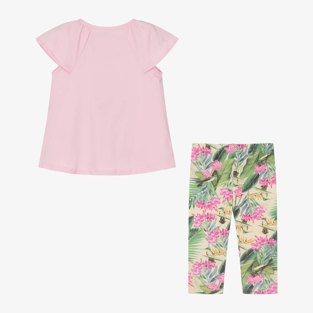 Guess Girls Pink Botanical Leggings Set