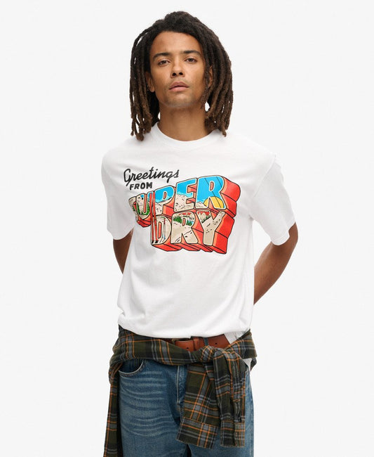 Superdry Travel Postcard Graphic T-Shirt Optic