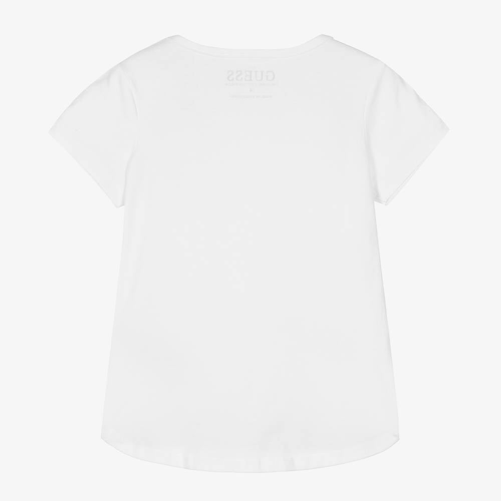 Guess Girls Cotton Glitter Logo T-Shirt