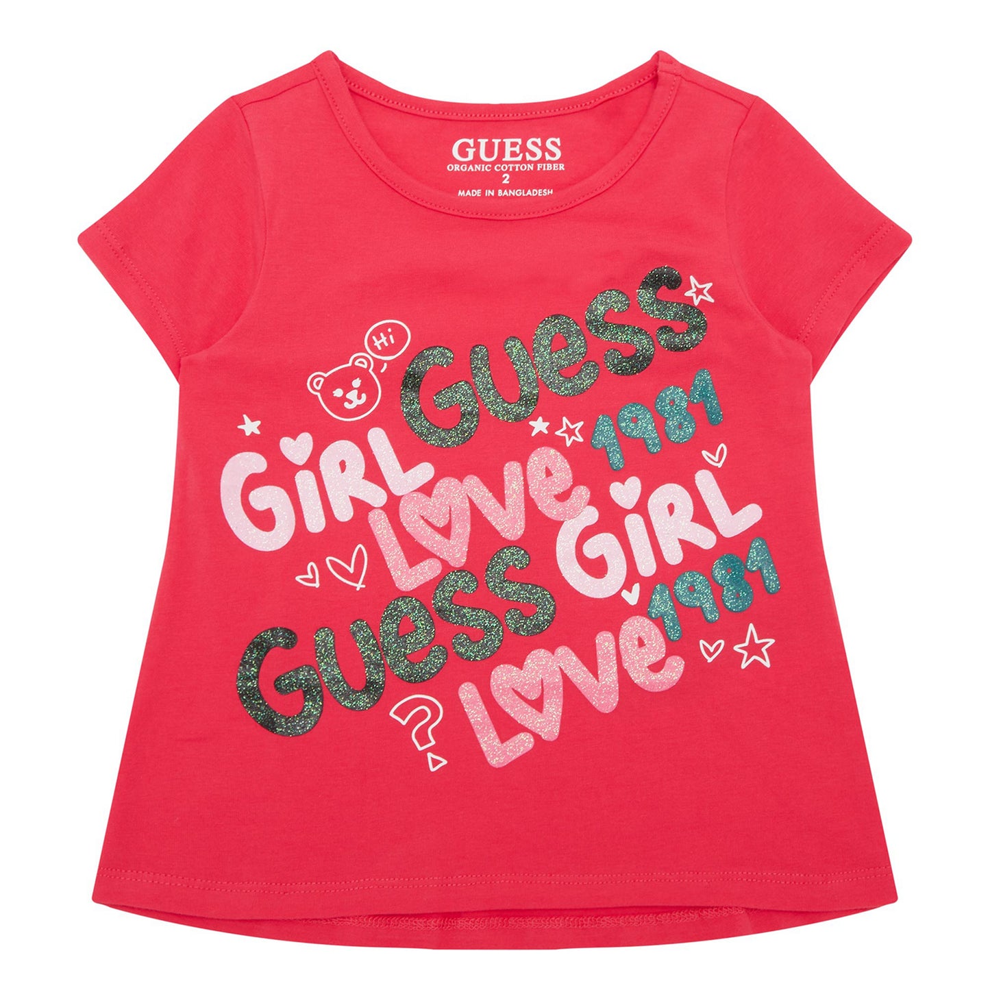 Guess Girls Cotton Glitter Logo T-Shirt