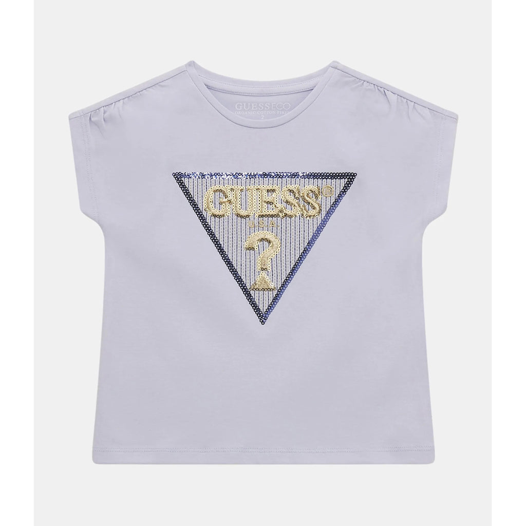 Guess Girls Organic Cotton T-Shirt- Light Blue