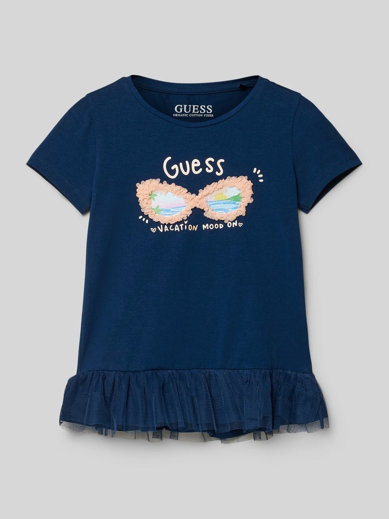 Guess Girls Ruffle Trim Short Sleeve T-Shirt