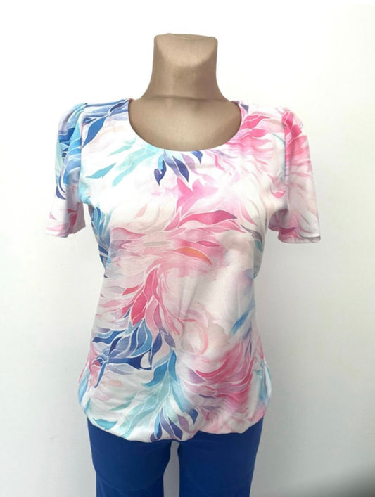 Yew Watercolour Style Short Sleeve Top