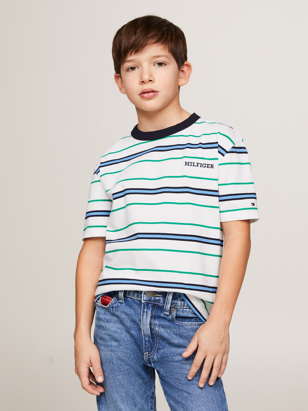 Tommy Hilfiger Boys Monotype Striped Tee