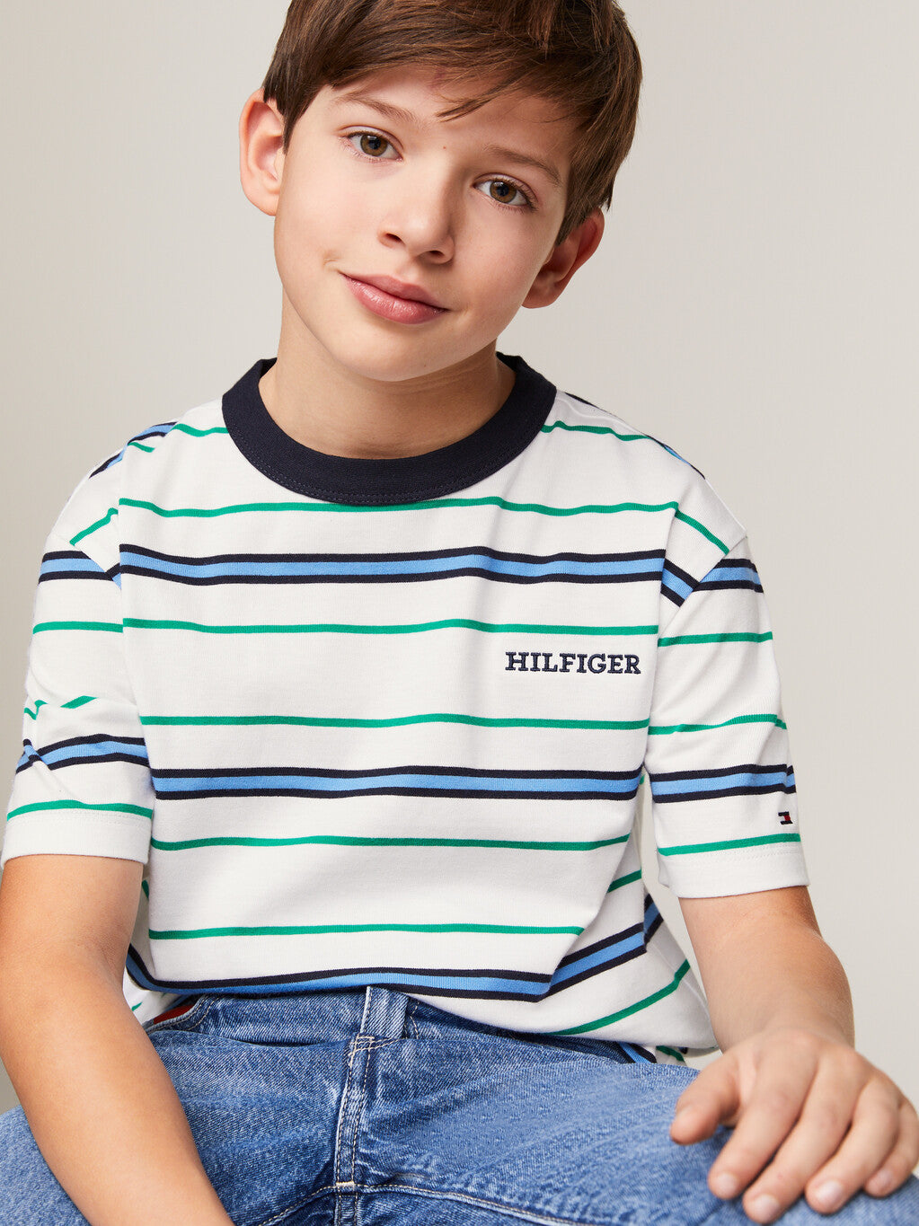 Tommy Hilfiger Boys Monotype Striped Tee