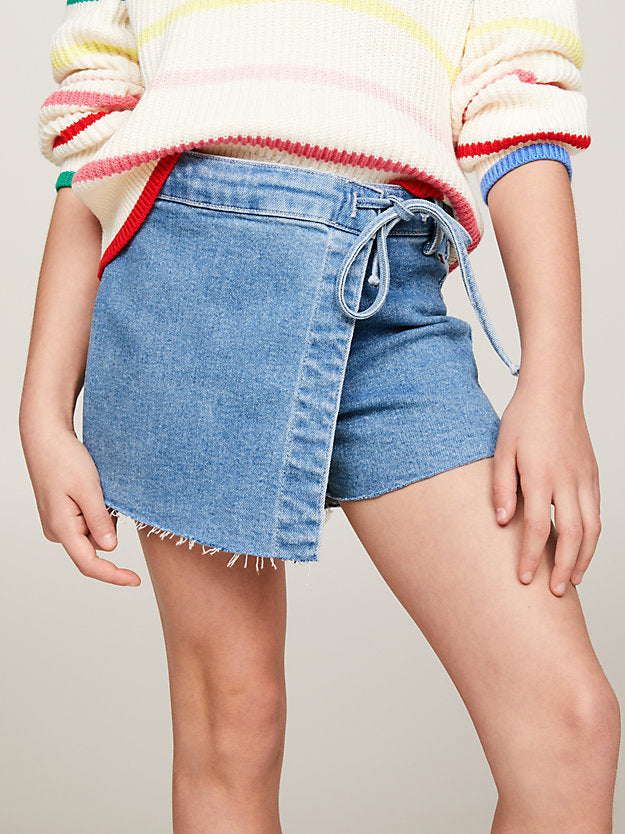 Tommy Hilfiger Girls Light-Wash Denim Skort