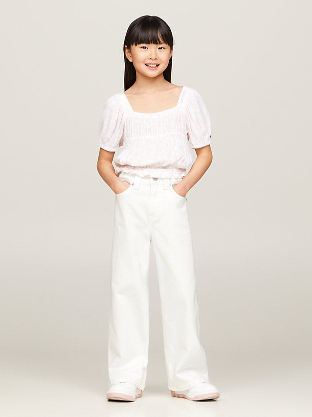 Tommy Hilfiger Girls Wide Leg White Jeans