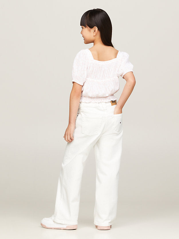 Tommy Hilfiger Girls Wide Leg White Jeans