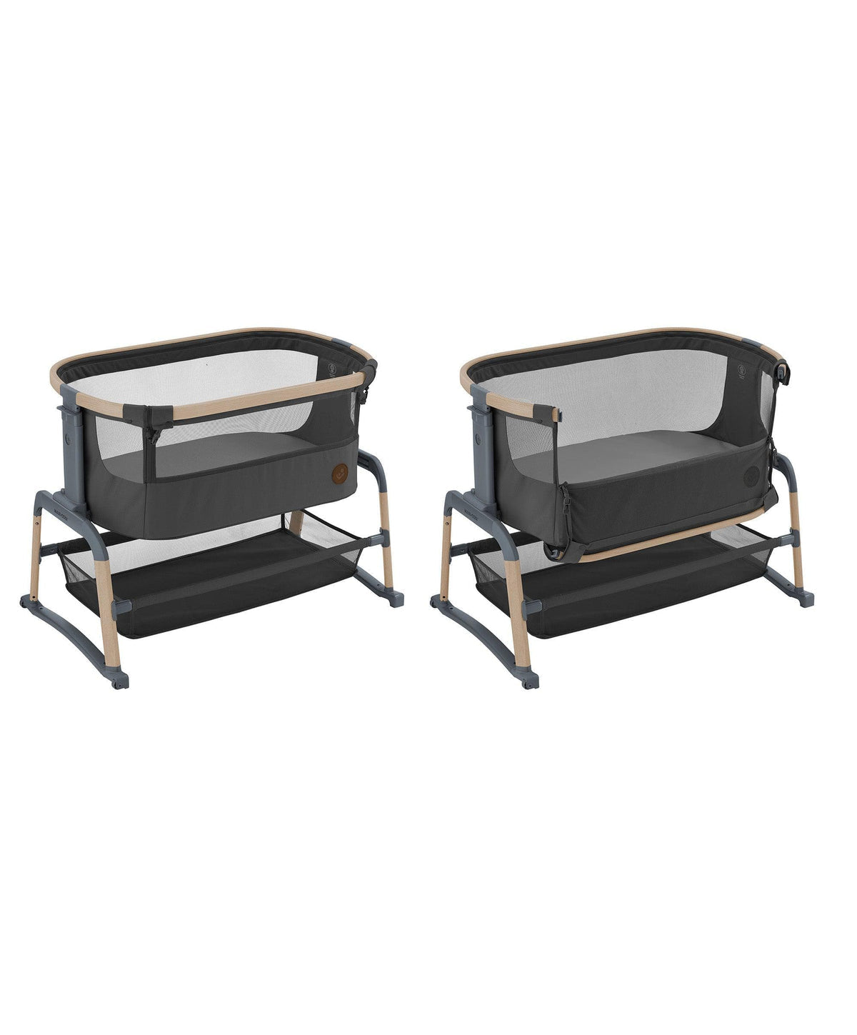 Maxi Cosi Iora Air Bedside Crib- Beyond Graphite inc Organic Cotton Sheets