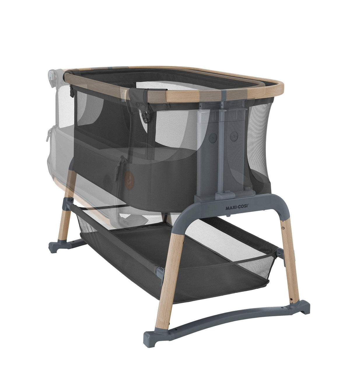 Maxi Cosi Iora Air Bedside Crib- Beyond Graphite inc Organic Cotton Sheets