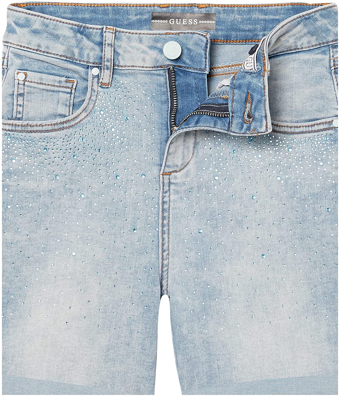 Guess Girls Denim Washed Shorts - Blue Diamanté