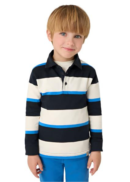 Mayoral Boys Long Sleeve Striped Polo Top 4104