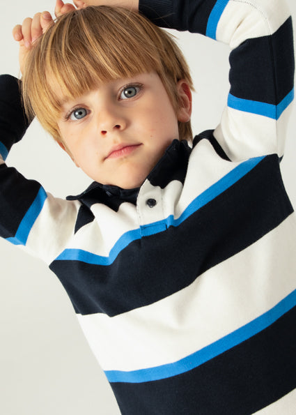 Mayoral Boys Long Sleeve Striped Polo Top 4104