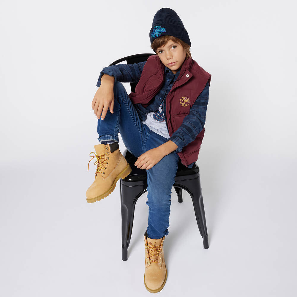 Timberland Boys Navy Cotton Knit Beanie Hat T60360