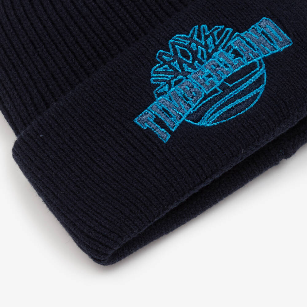 Timberland Boys Navy Cotton Knit Beanie Hat T60360