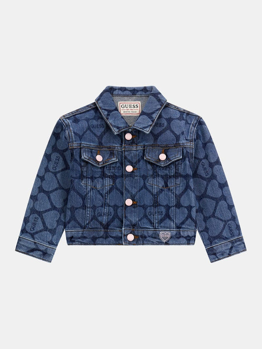 Guess Girls Heart Print Denim Jacket